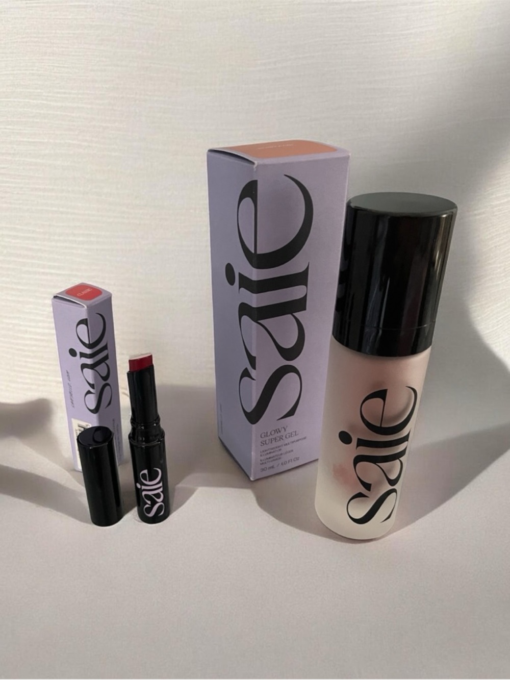 SAIE Glow Super Gel Serum Roseglow & Lip Matte Lipstick in Classic 2.5g new